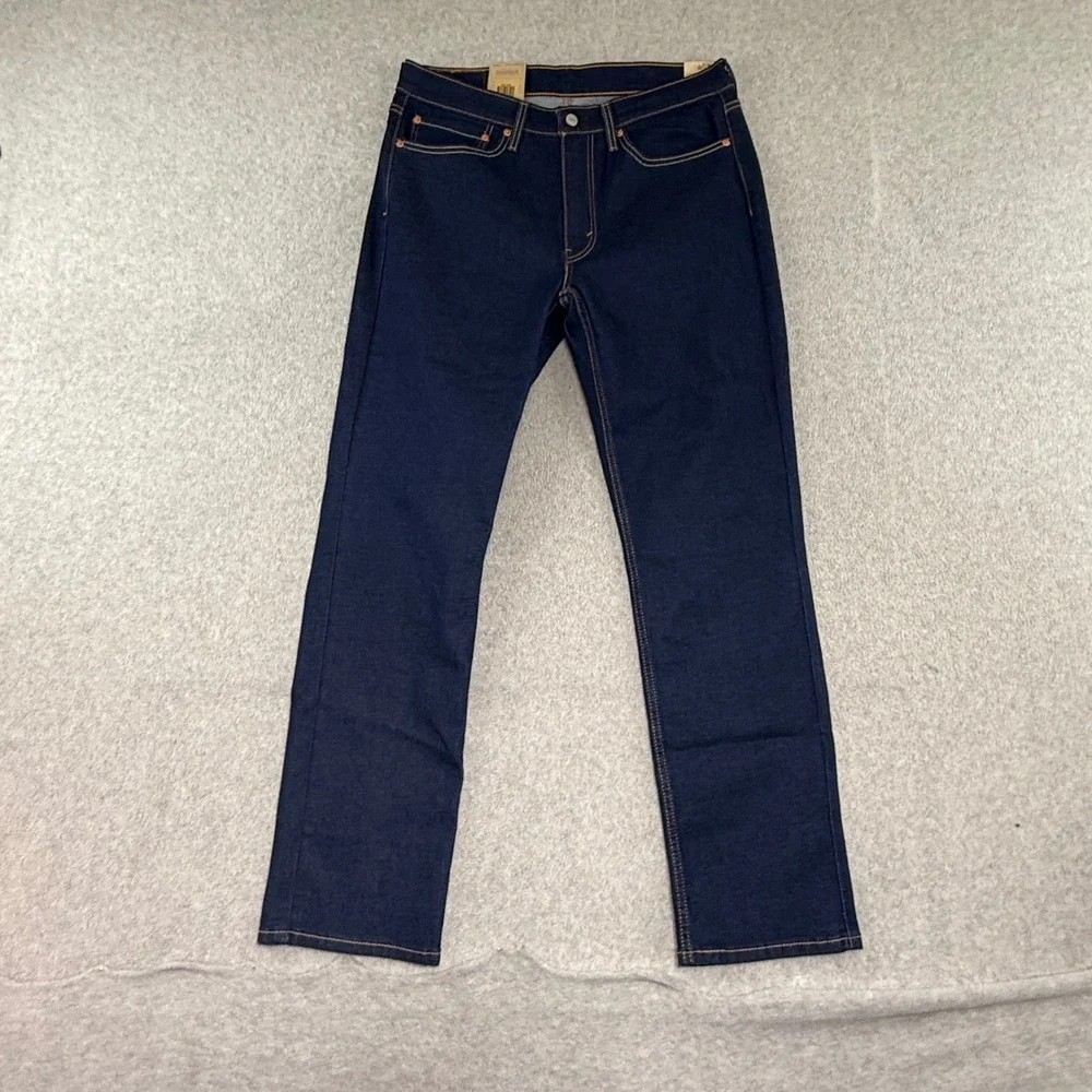 Levi's 514 NEW Straight Fit Jeans Mens 34x32 Dark Wash Indigo Stretch Denim